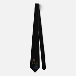 Pride USA America Distressed Rainbow Flag LGBTQ Neck Tie