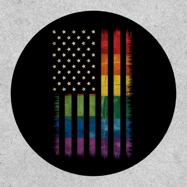 Pride USA America Distressed Rainbow Flag LGBTQ Patch (Front)