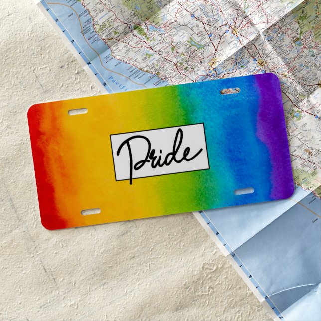 Pride Watercolor Style License Plate (In Situ)
