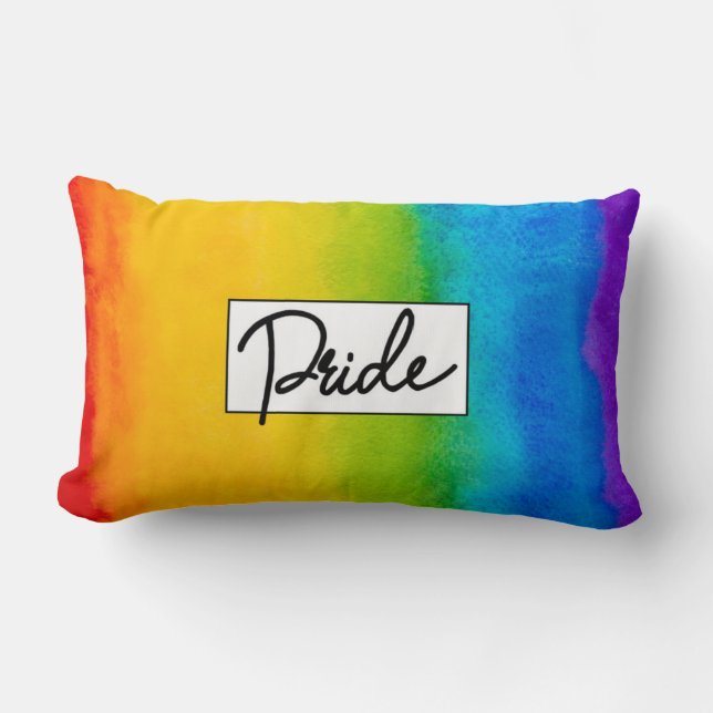 Pride Watercolor Style Lumbar Pillow (Front)