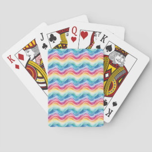 Pride Wavy Rainbow Stripes Pattern Summer Poker Cards