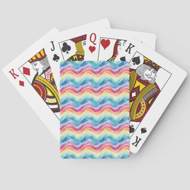 Pride Wavy Rainbow Stripes Pattern Summer Poker Cards (Back)