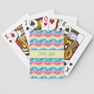 Pride Wavy Rainbow Stripes Pattern Summer Poker Cards