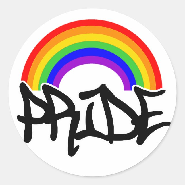 Pride with Rainbow Classic Round Sticker (Front)