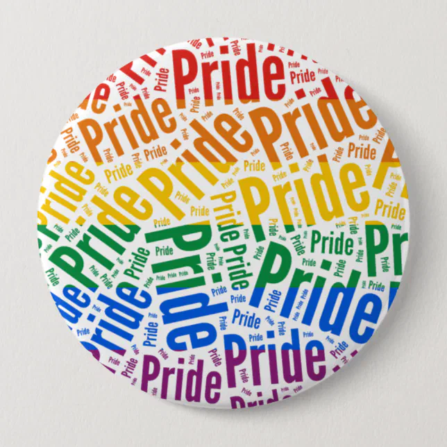 PRIDE WORD PATTERN FLAG PINBACK BUTTON | Zazzle