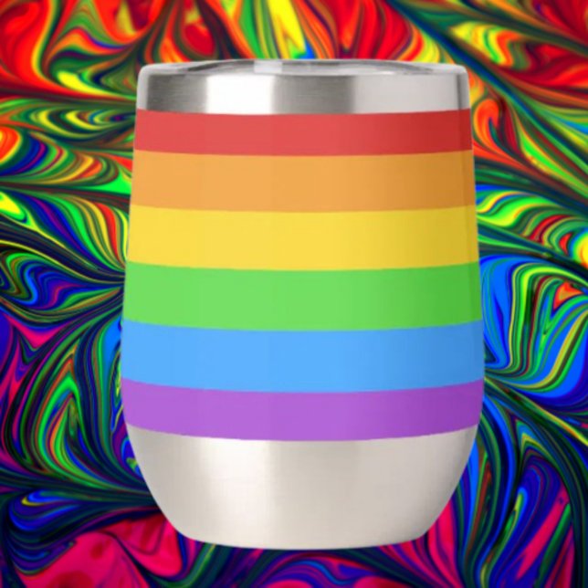 Prideful Toast: Rainbow Flag Thermal Wine Tumbler (Creator Uploaded)