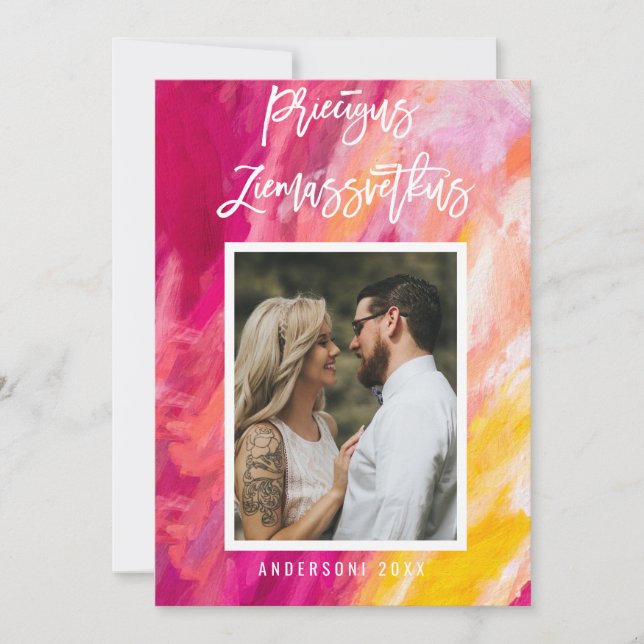 Priecigus Ziemassvetkus Latvian Photo Painted (Front)