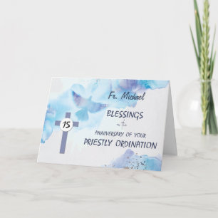 Priest 15th Fifteenth Ordination Anniversary Bless Card