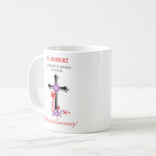 Priest 20th Ordination Anniversary Black Cross Coffee Mug