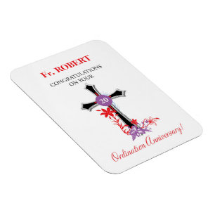 Priest 20th Ordination Anniversary Black Cross Magnet