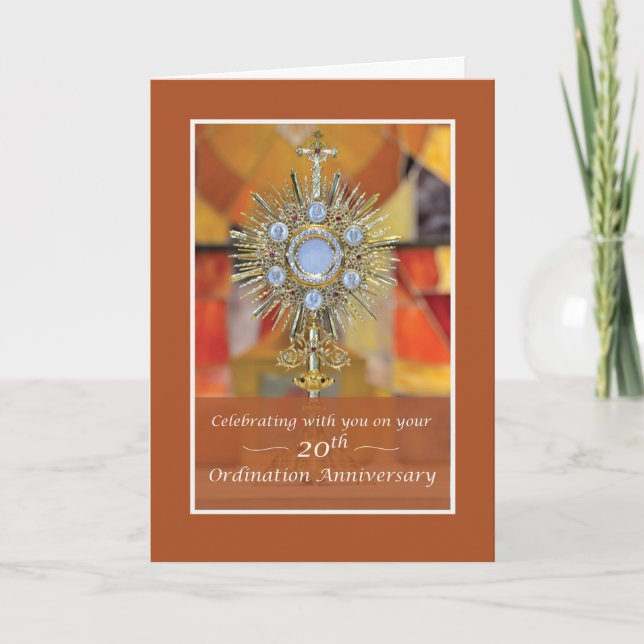 Priest 20th Ordination Anniversary Monstrance Host Card (Front)