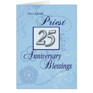 Priest 25th Ordination Anniversary Blue, Silver Card