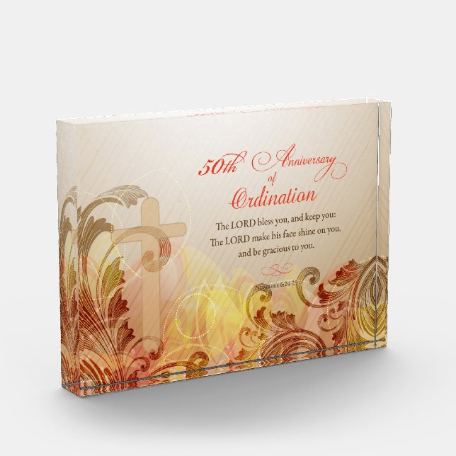 Priest, 50th Anniversary of Ordination Blessing Acrylic Award (Left)