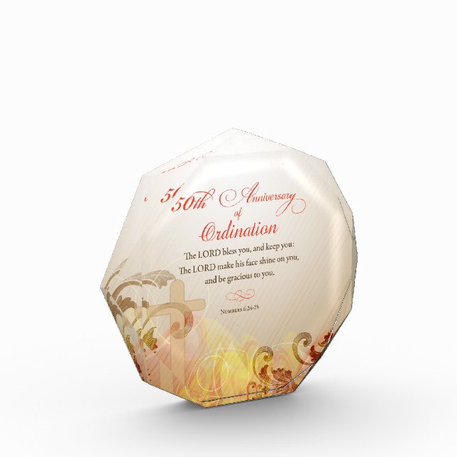 Priest, 50th Anniversary of Ordination Blessing Acrylic Award (Left)