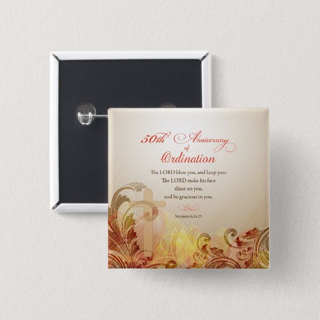 Priest, 50th Anniversary of Ordination Blessing Button (Front & Back)