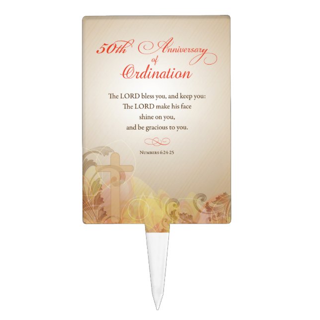Priest, 50th Anniversary of Ordination Blessing Cake Topper (Front)