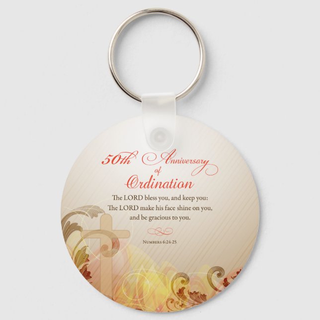 Priest, 50th Anniversary of Ordination Blessing Keychain (Front)
