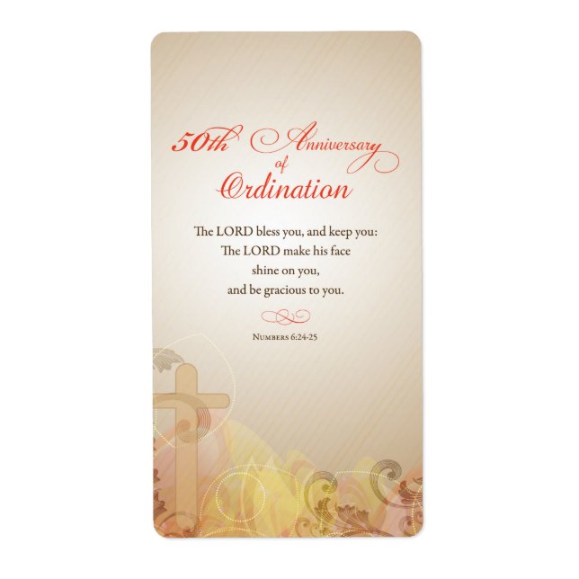 Priest, 50th Anniversary of Ordination Blessing Label (Front)