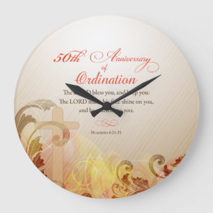 Priest, 50th Anniversary of Ordination Blessing Large Clock