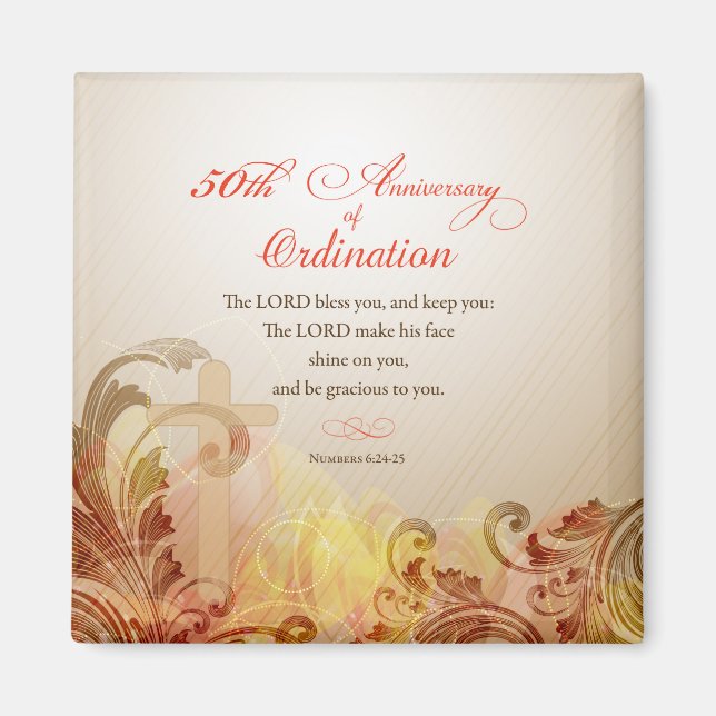 Priest, 50th Anniversary of Ordination Blessing Magnet (Front)