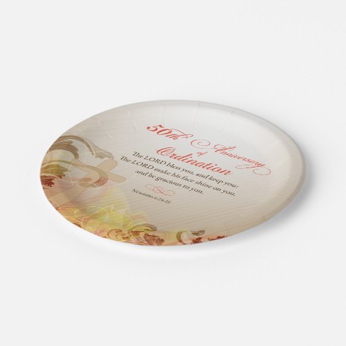 Priest 50th Anniversary of Ordination Blessing Paper Plates