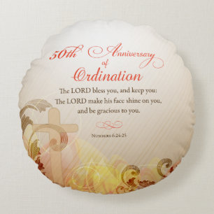 Priest, 50th Anniversary of Ordination Blessing Round Pillow