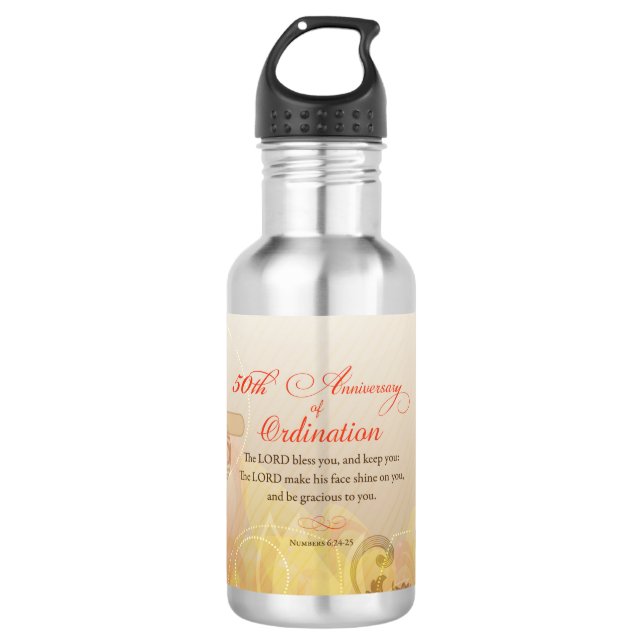 Priest, 50th Anniversary of Ordination Blessing Water Bottle (Front)