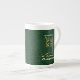 Priest 50th Anniversary of Ordination Leather Look Bone China Mug