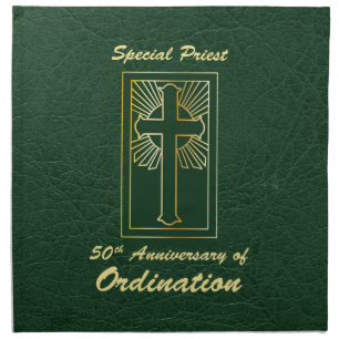 Priest 50th Anniversary of Ordination Leather Look Cloth Napkin