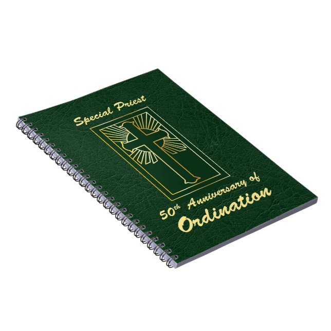 Priest 50th Anniversary of Ordination Leather Look Notebook (Right Side)