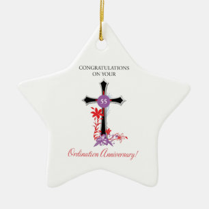 Priest 55th Ordination Anniversary Black Cross Ceramic Ornament