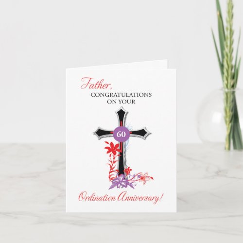 Priest 60th Ordination Anniversary Black Cross Card