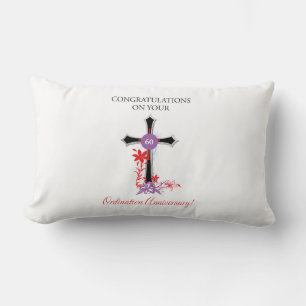Priest 60th Ordination Anniversary Black Cross Lumbar Pillow