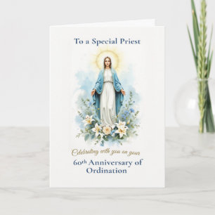Priest 60th Ordination Anniversary Marian Blessing Card