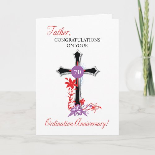 Priest 70th Ordination Anniversary Black Cross Card