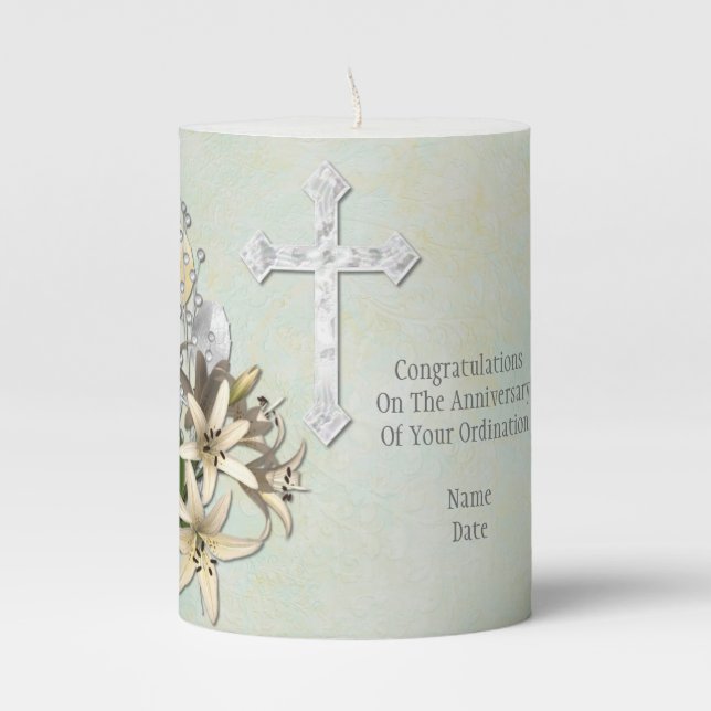Priest Anniversary 15th 20th 25th 30th 40th 50th Pillar Candle (Front)
