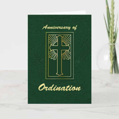 Priest Anniversary of Ordination Green Leather Card