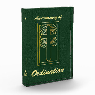 Priest Anniversary of Ordination Leather Look Acrylic Award