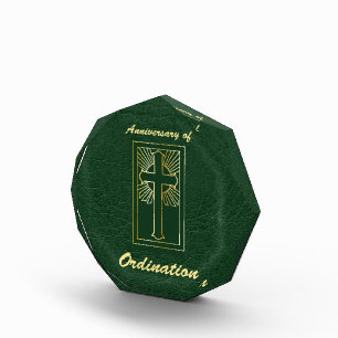 Priest Anniversary of Ordination Leather Look Acrylic Award