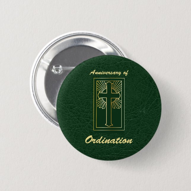 Priest Anniversary of Ordination Leather Look Button (Front & Back)