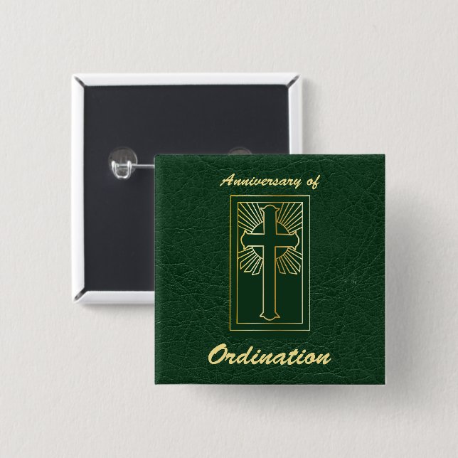Priest Anniversary of Ordination Leather Look Button (Front & Back)