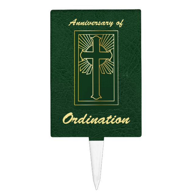 Priest Anniversary of Ordination Leather Look Cake Topper (Front)