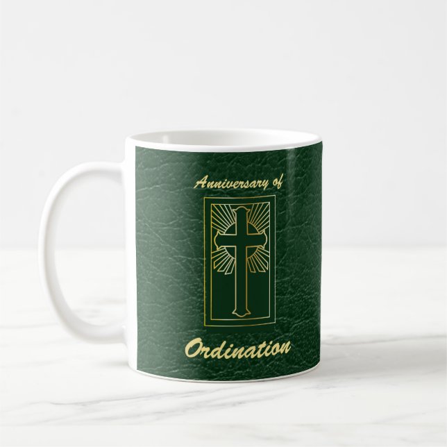 Priest Anniversary of Ordination Leather Look Coffee Mug (Left)