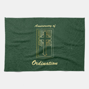 Priest Anniversary of Ordination Leather Look Kitchen Towel