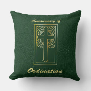 Priest Anniversary of Ordination Leather Look Throw Pillow