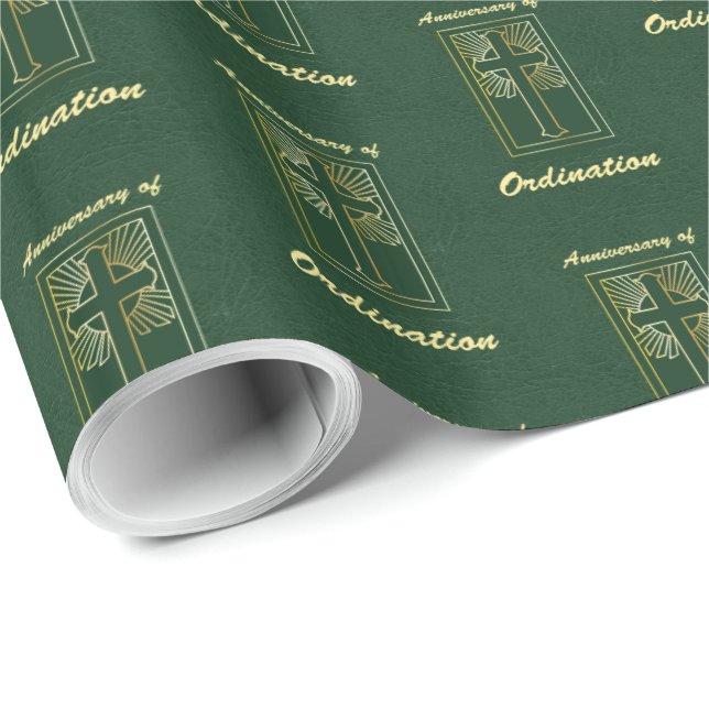 Priest Anniversary of Ordination Leather Look Wrapping Paper (Roll Corner)