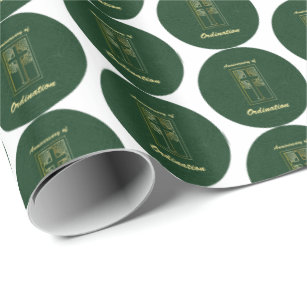 Priest Anniversary of Ordination Leather Look Wrapping Paper