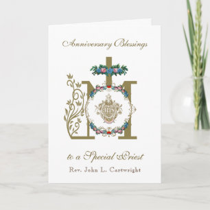 Priest Anniversary Ordination Marian Cross IHS Car Card