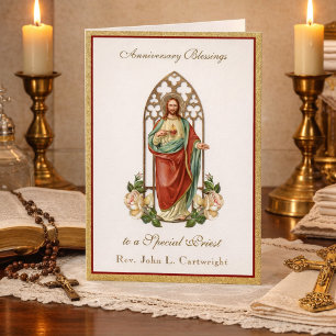 Priest Anniversary Ordination Sacred Heart Jesus Card