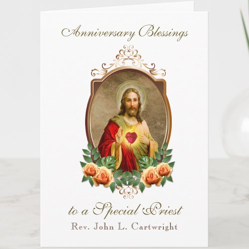 Priest Anniversary Ordination Sacred Heart Jesus Card